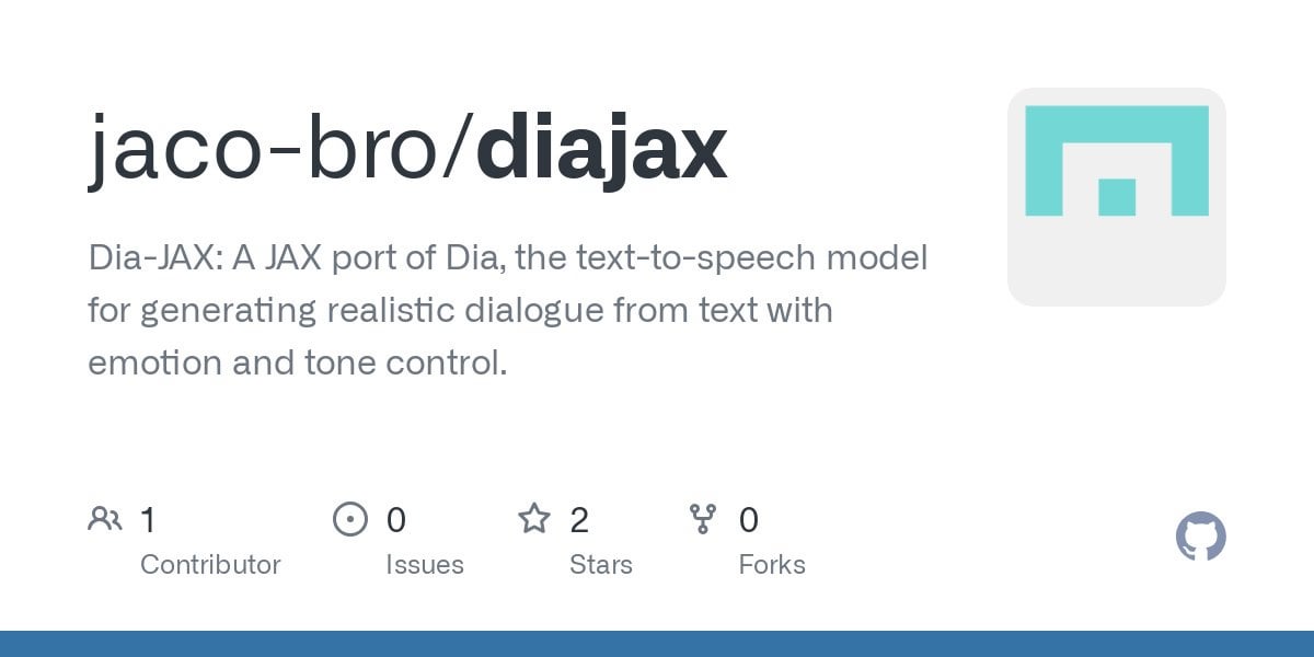 JAX Port of Dia 1.6B Text-to-Speech Model