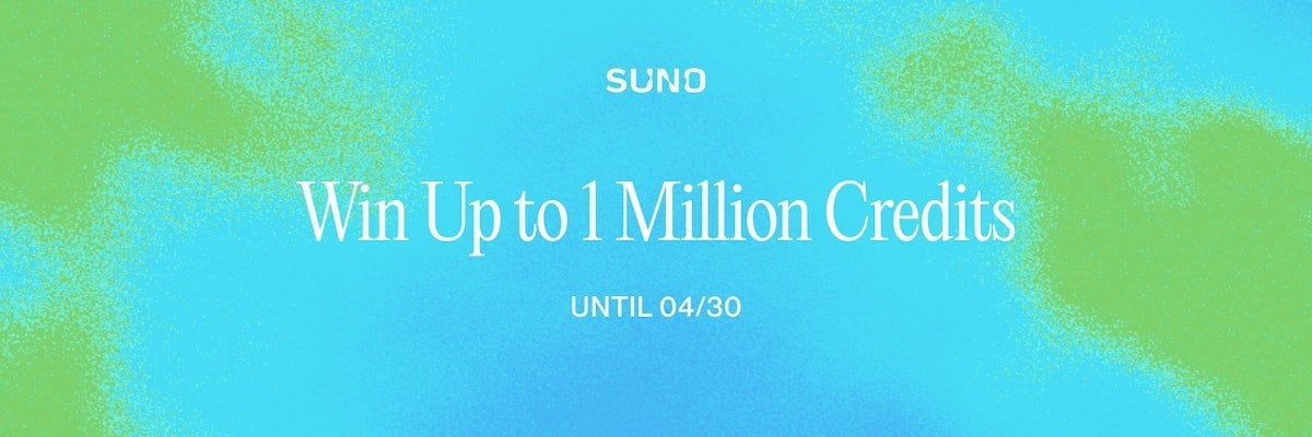 Habe noch niemanden gesehen, der das gepostet hat, also hier bitte: Gewinne bis zu 1 Million Credits auf Suno