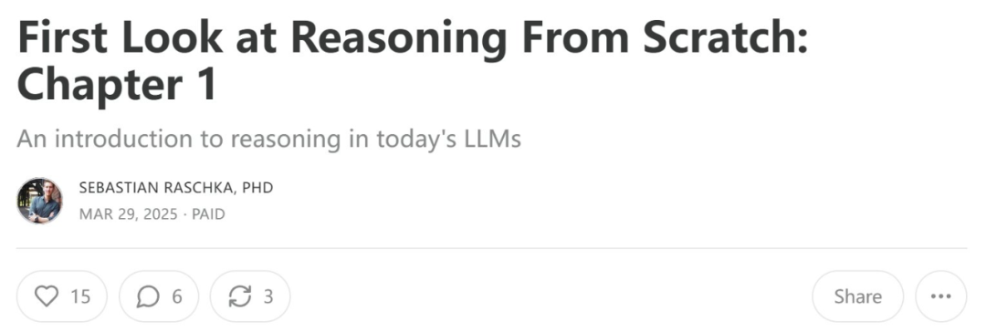 Sebastian Raschka, 신간 《Reasoning From Scratch》 1장 공개