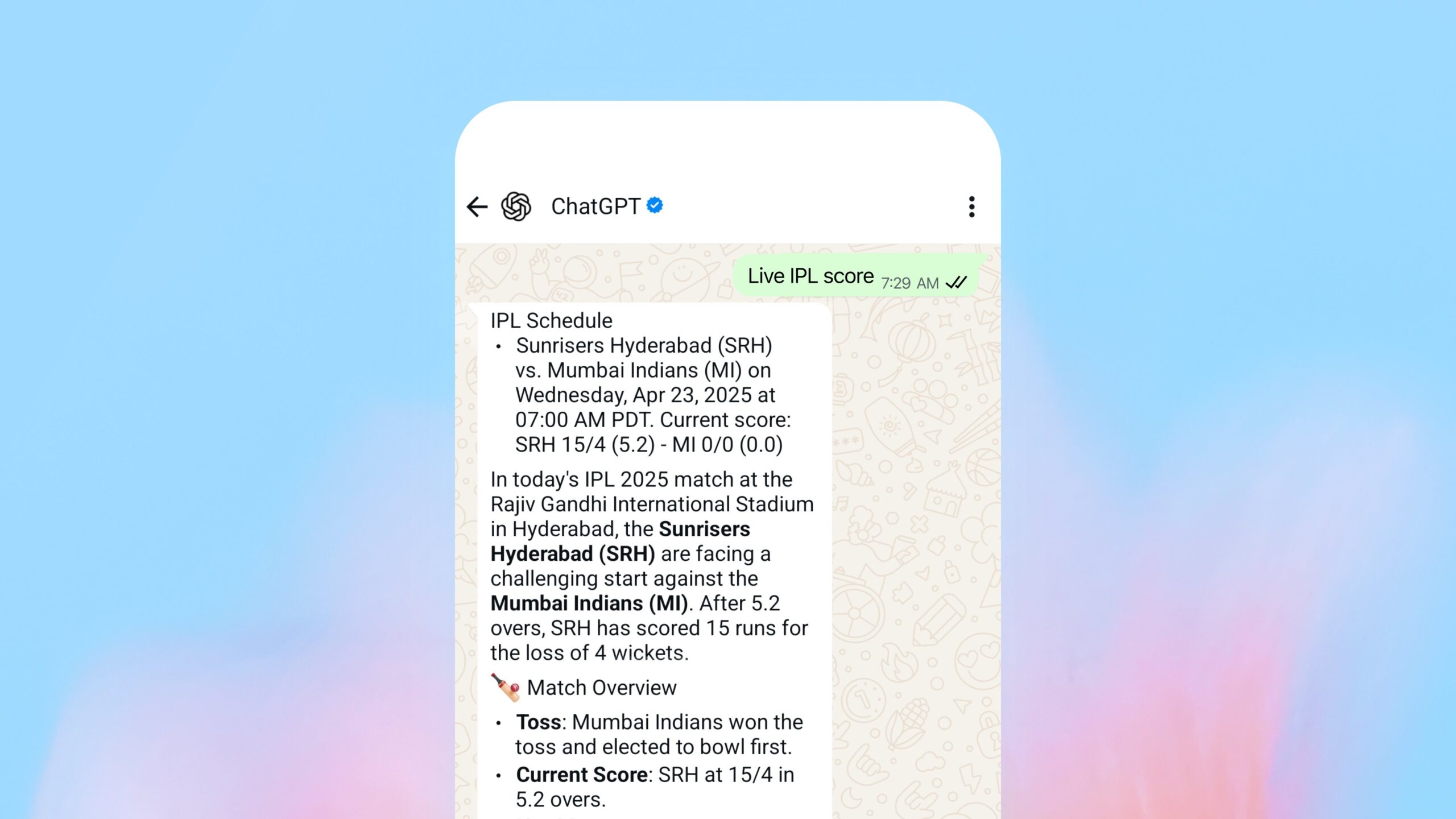 OpenAI تطلق ميزة البحث داخل WhatsApp