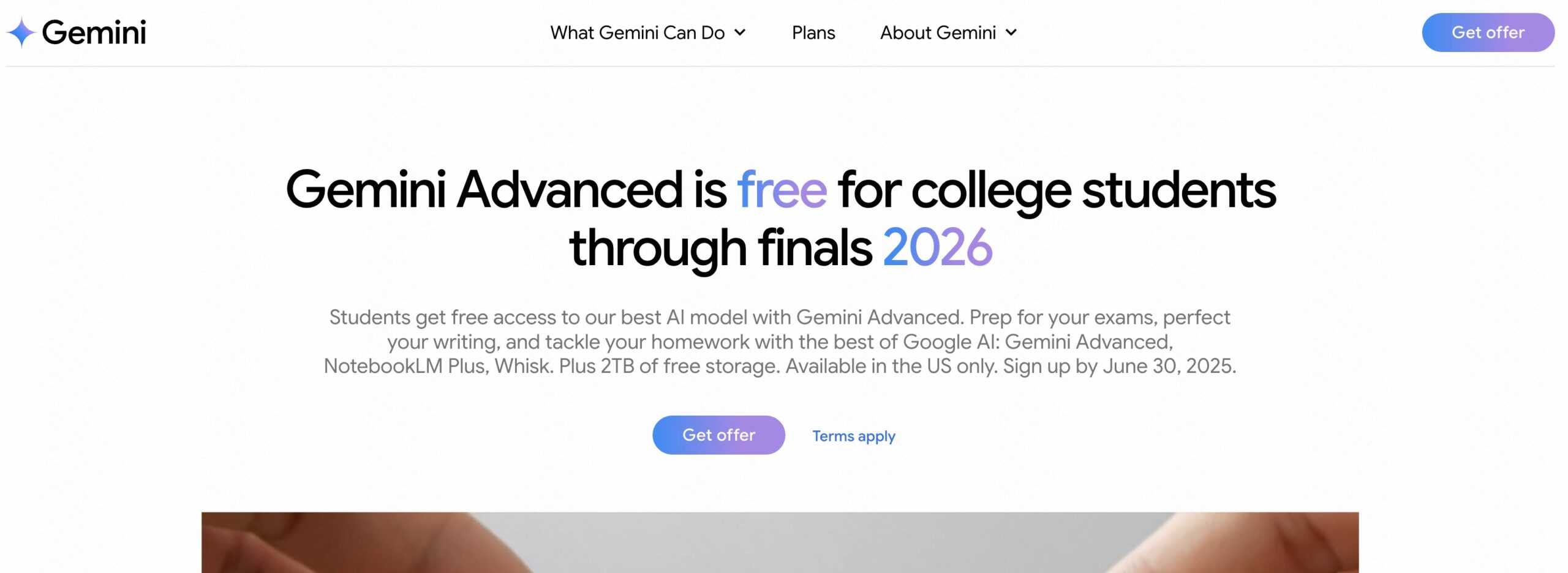 Google Gemini Advanced бесплатно для студентов США до 2026 года