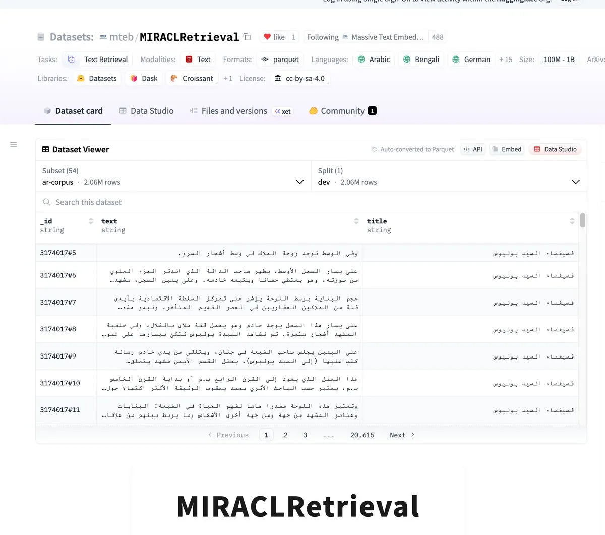 MIRACLRetrieval:大型多语言搜索数据集发布