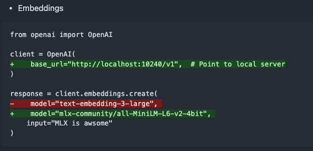 إصدار mlx-omni-server v0.4.0، مع إضافة خدمة embeddings والمزيد من نماذج TTS