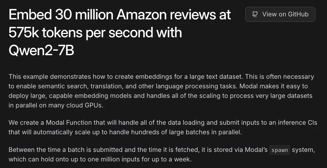 Modal تدعم مهمة تضمين 30 مليون مراجعة لـ Amazon، ومعالجات L40S GPU تنجز المهمة في غضون ساعة