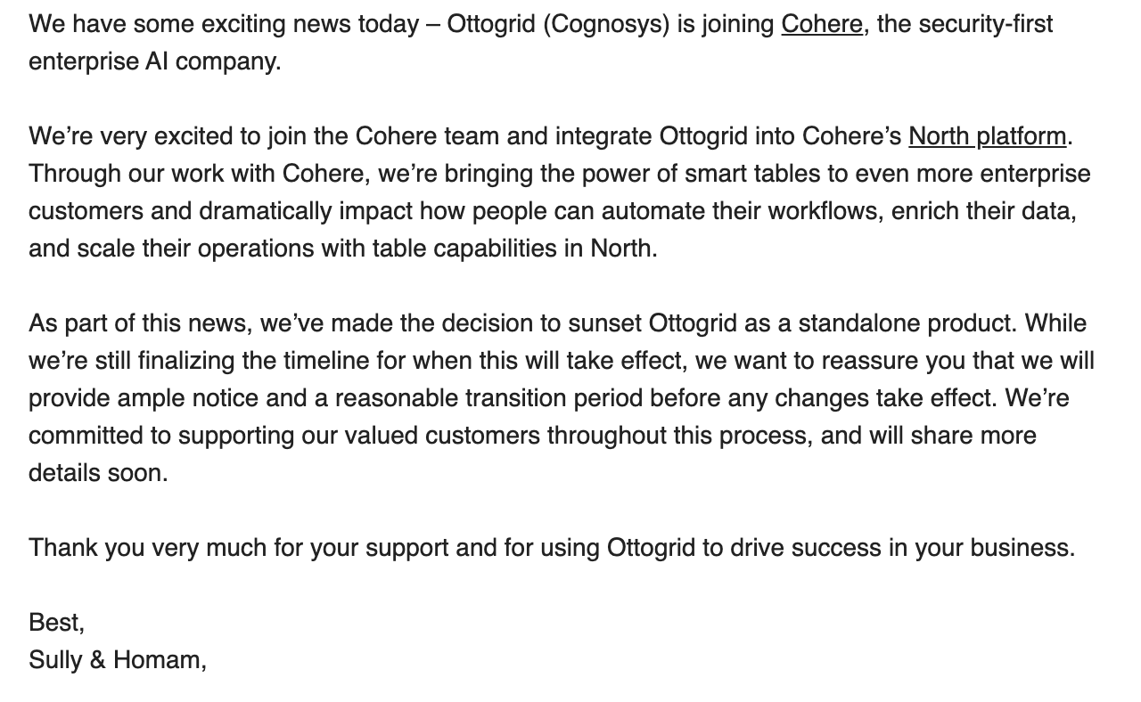 Ottogrid is joining @cohere !