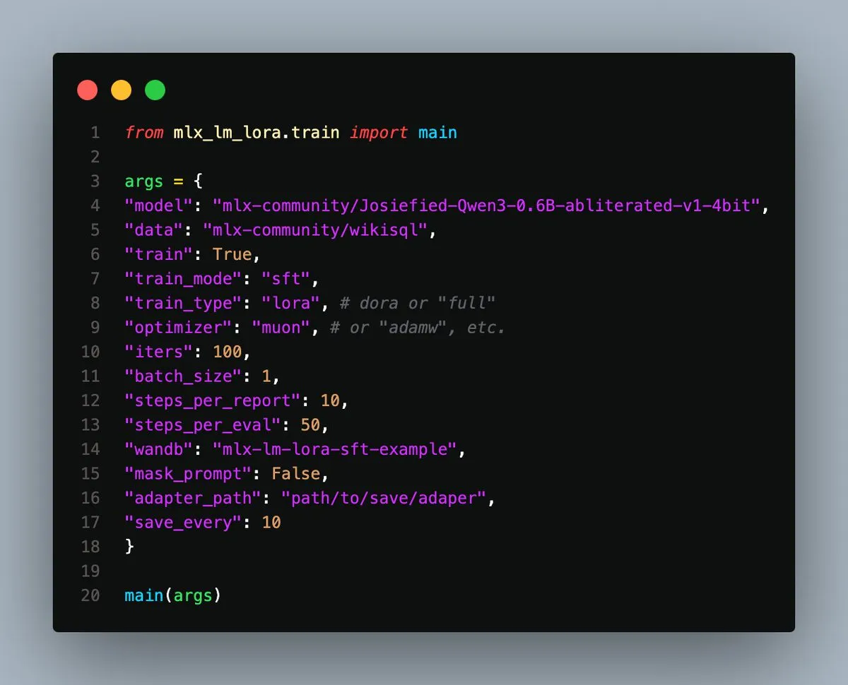 MLX-LM-LoRA v0.3.3发布,简化Apple Silicon本地微调