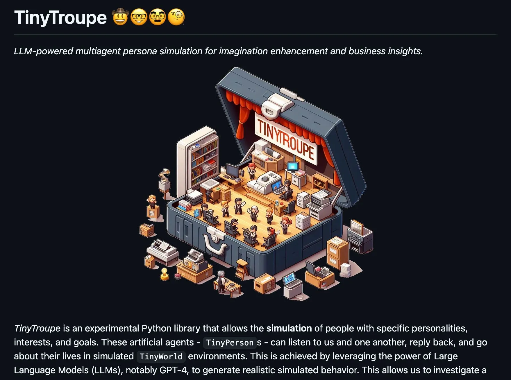 마이크로소프트, TinyTroupe 출시: GPT-4 기반 개인화 AI 에이전트 시뮬레이션 라이브러리