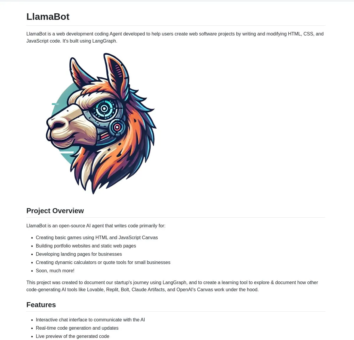 LlamaBot:基于LangChain的AI Web开发助手