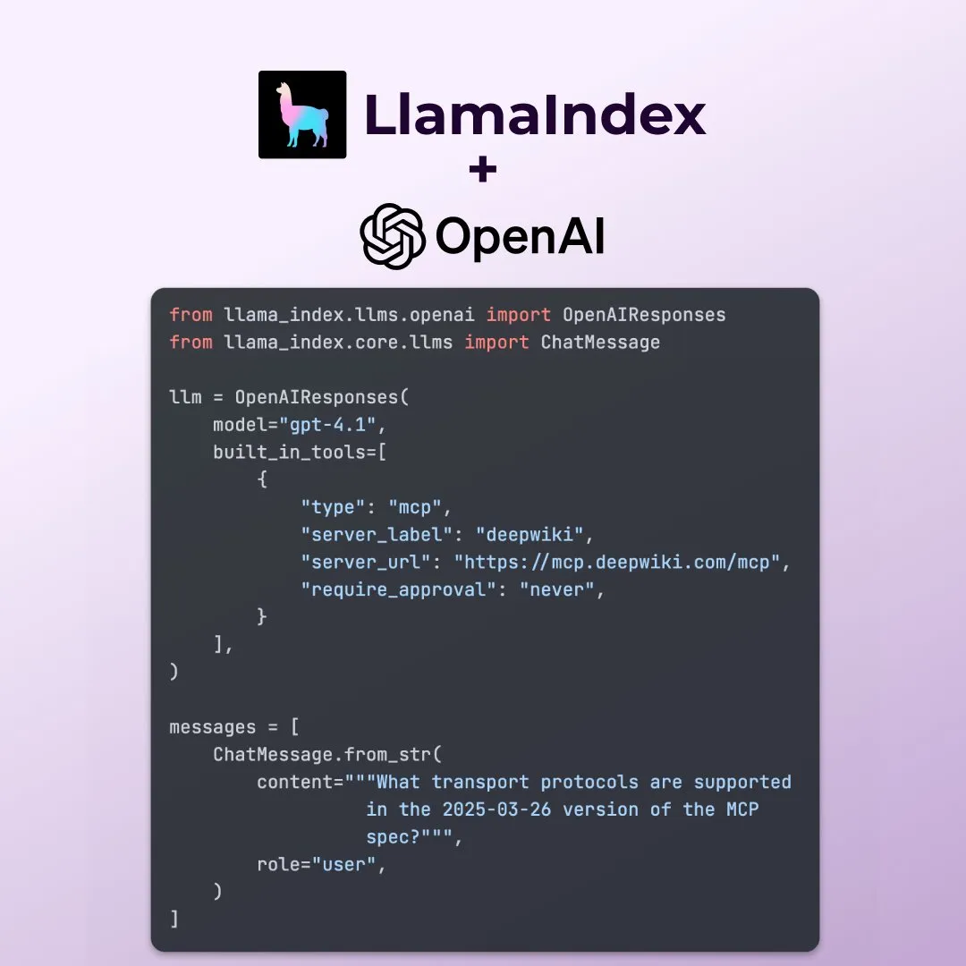 LlamaIndex, OpenAI Responses API 새로운 기능 지원