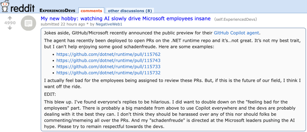 "Microsoft 엔지니어들이 안쓰럽기 시작했다", GitHub Copilot 신규 에이전트가 자사 직원들을 미치게 만들다