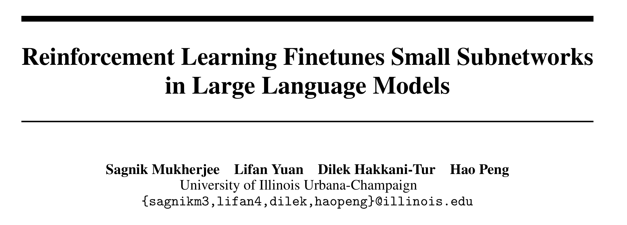 🚨 Paper Alert: “RL Finetunes Small Subnetworks in Large Language Models”