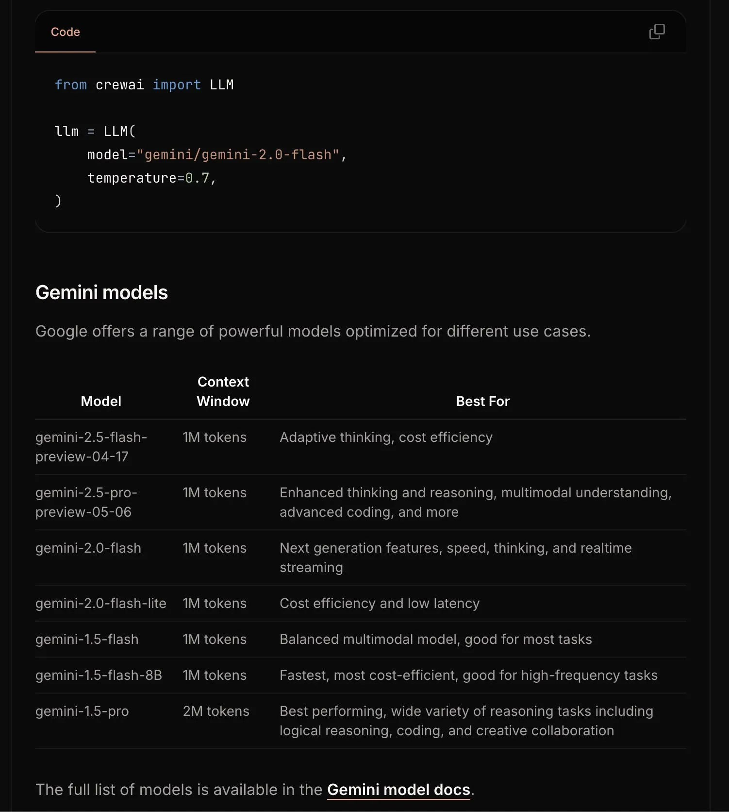 CrewAI تحدث وثائق Gemini لتبسيط عملية البدء
