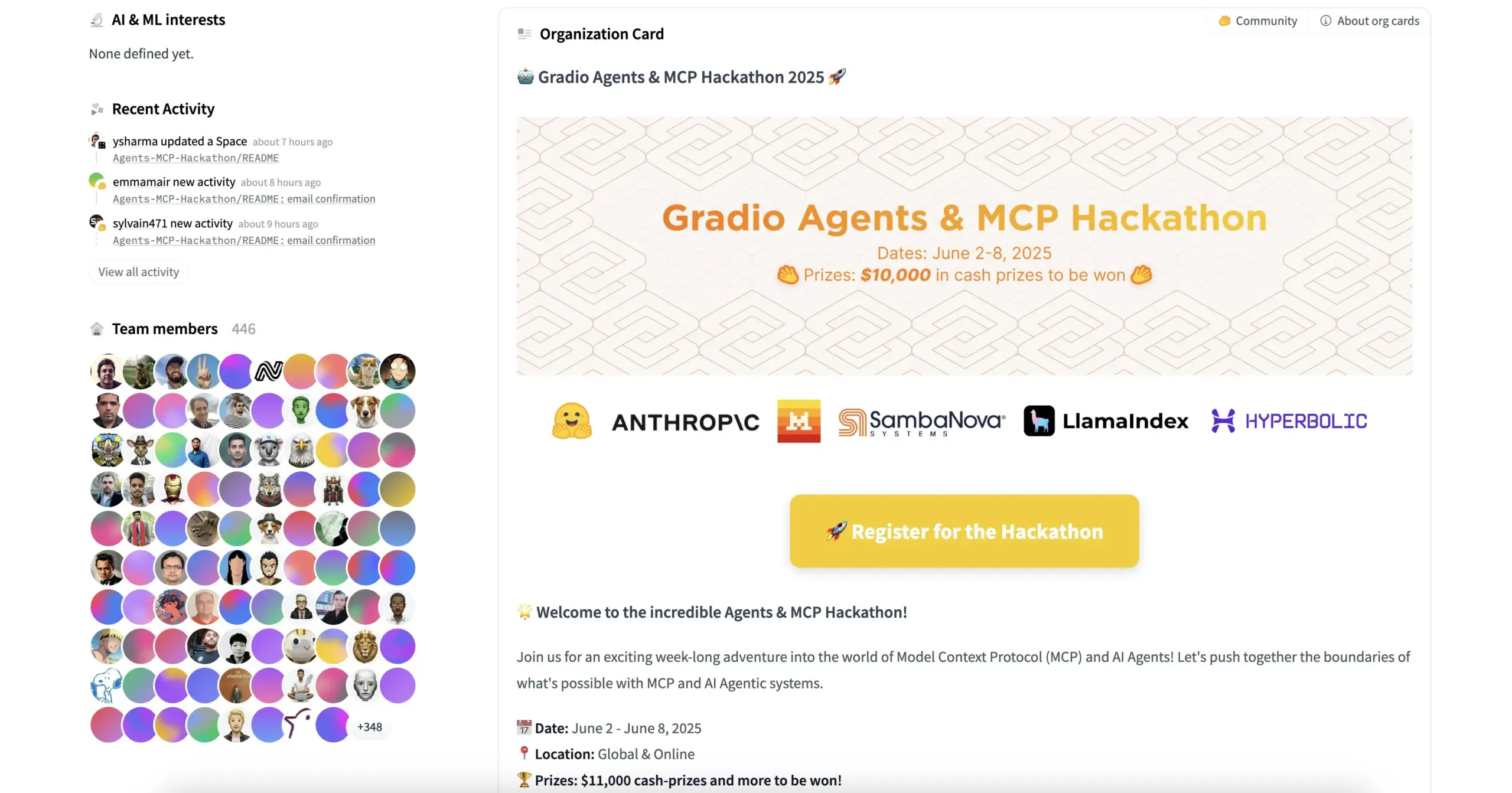 HuggingFace و Gradio وغيرهما ينظمون هاكاثون Agents & MCP Hackathon، ويقدمون جوائز سخية وحصص API