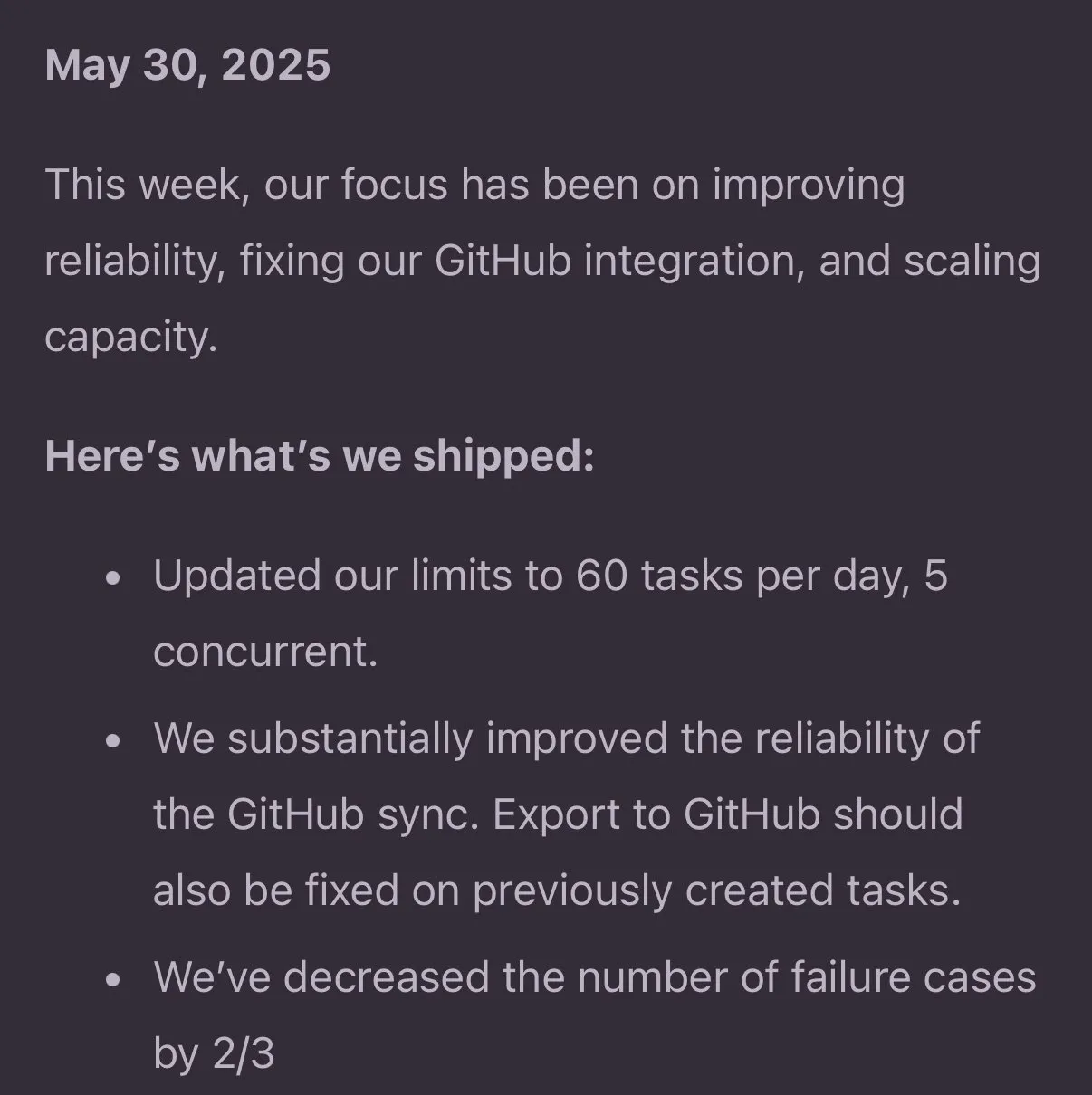 Jules Agent 업데이트, 작업 처리 능력 및 GitHub 동기화 안정성 향상