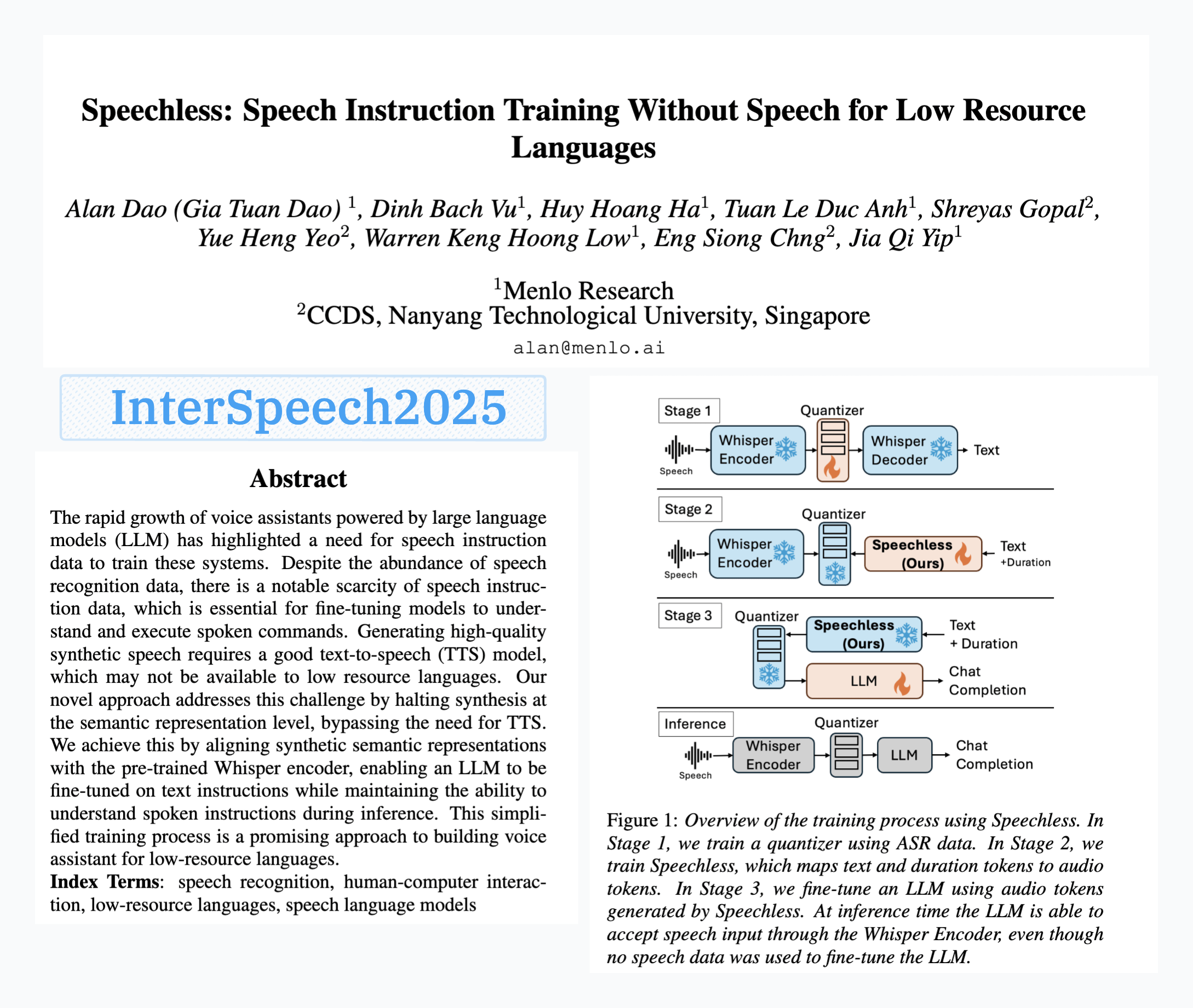 Menlo Research تطلق نموذج SpeechLess، لتحقيق تدريب الأوامر الصوتية بدون بيانات صوتية