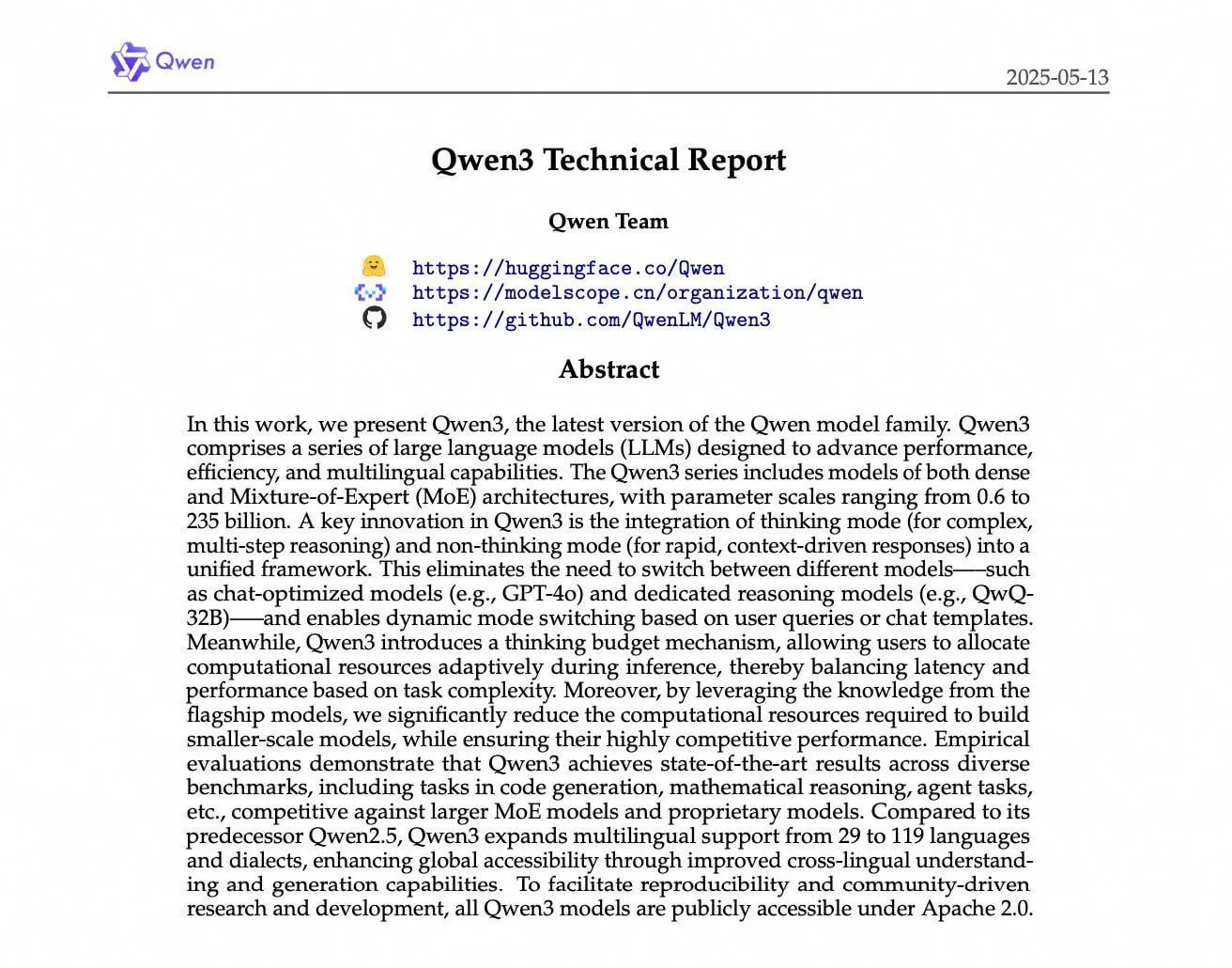 Qwen3 Report