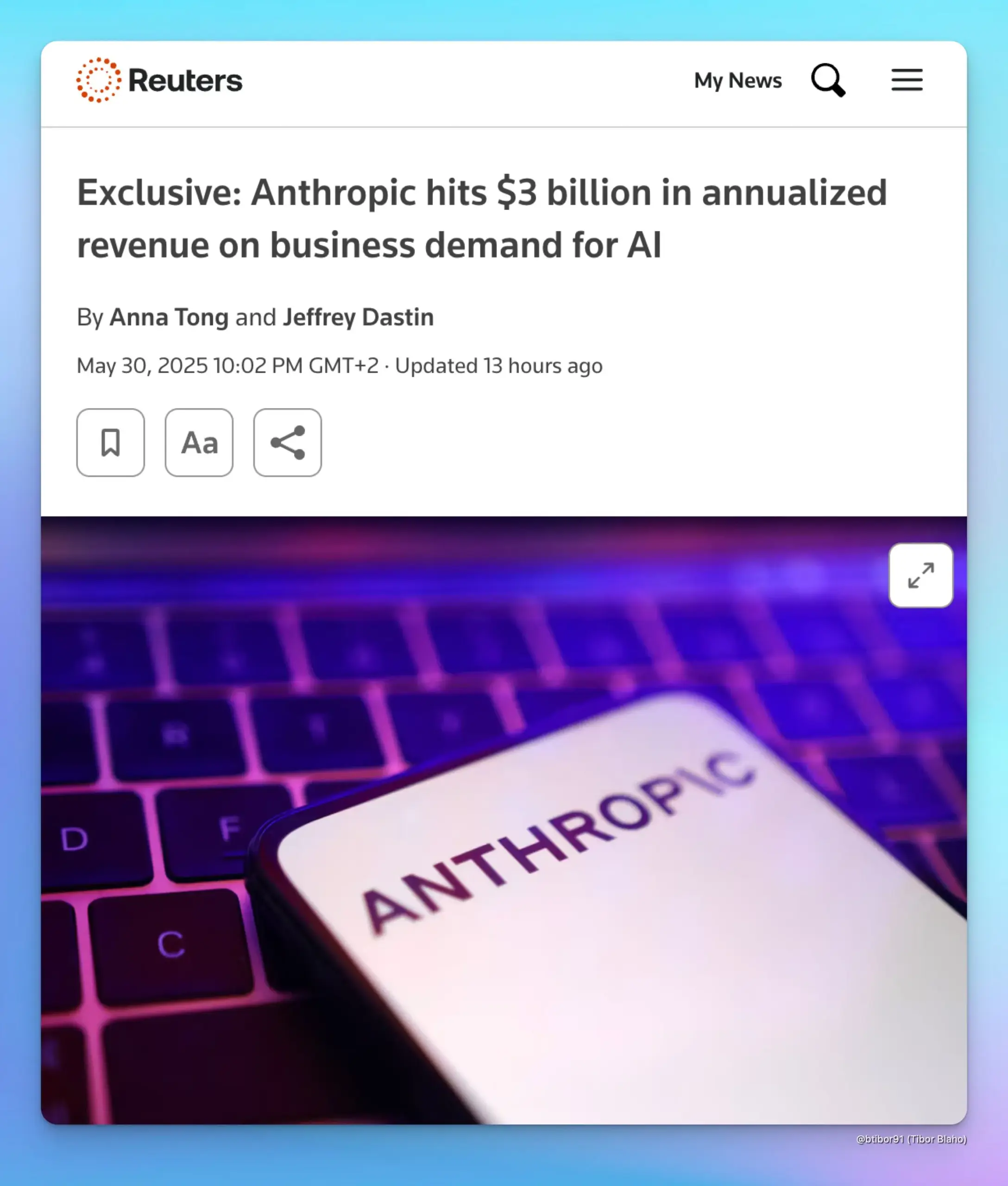 Anthropic、年間収益30億ドルに急増、企業向けAI需要が牽引