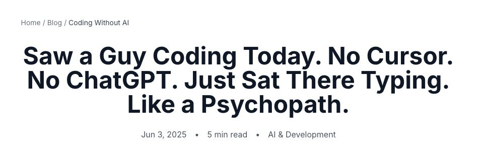 "Developers Who Don't Use Cursor and ChatGPT and Write Code by Hand, Are They Crazy?"