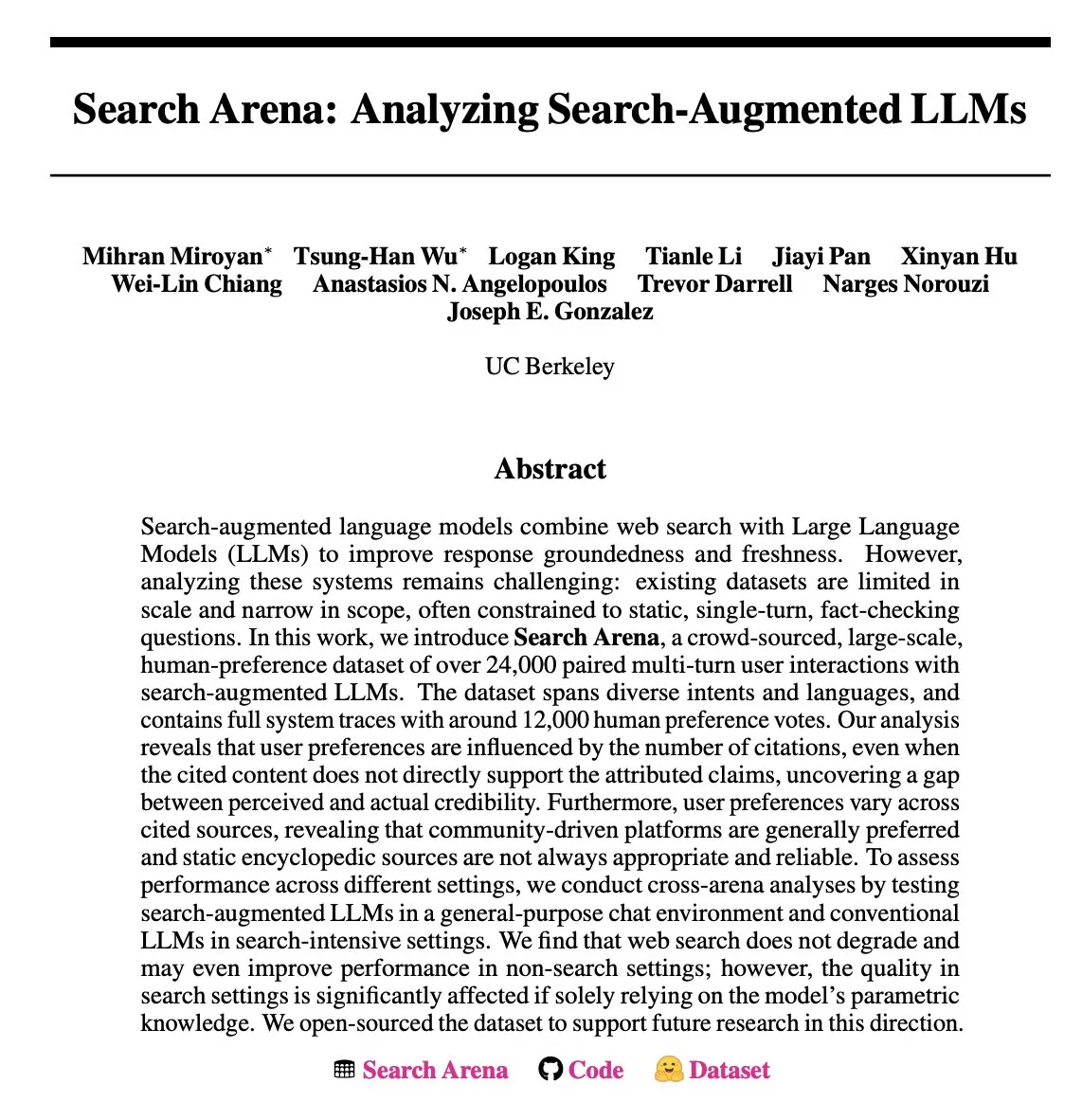 Search Arena: Arama Destekli LLM'lerin Kullanıcı Etkileşimlerini Analiz Eden Veri Kümesi Yayınlandı