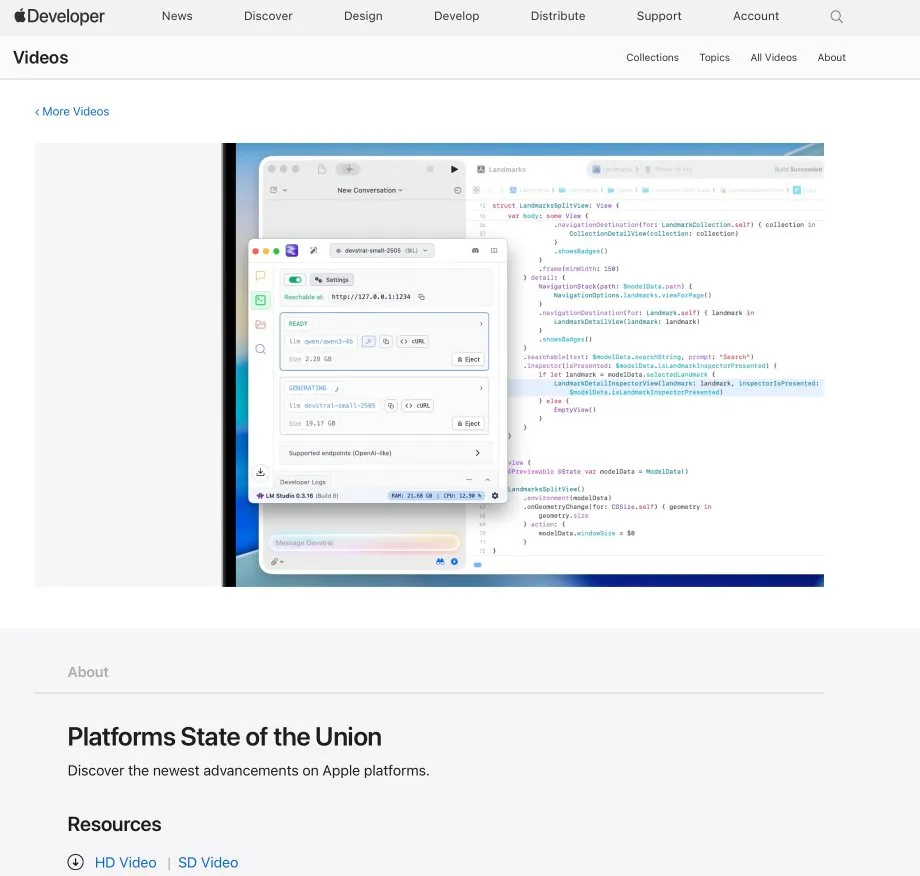 LM Studio与Xcode集成,支持在Xcode中使用本地代码模型