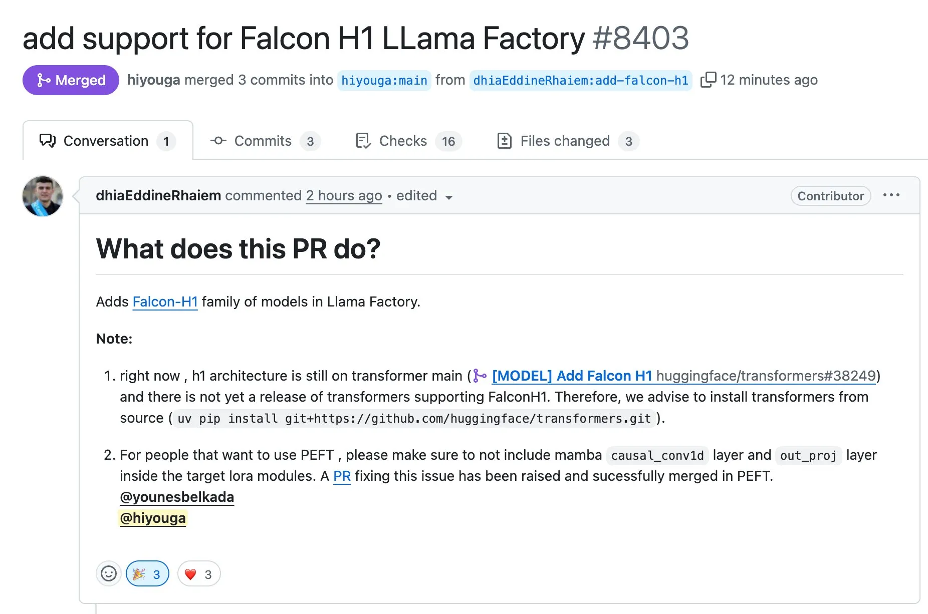 LLaMA Factory تدعم الضبط الدقيق لسلسلة نماذج Falcon H1 باستخدام Full-FineTune أو LoRA