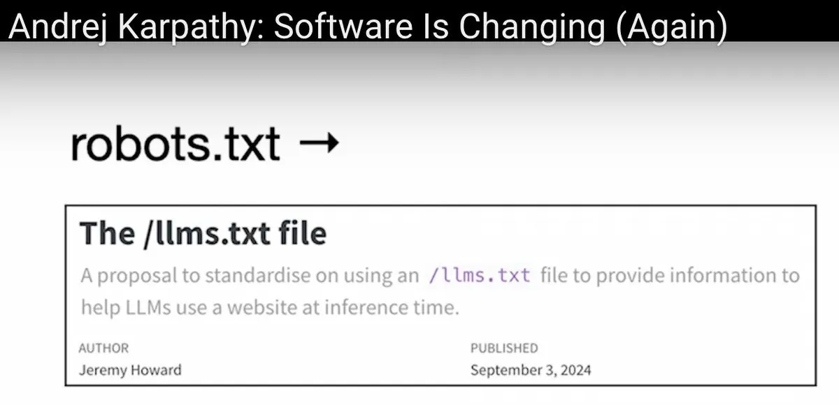 Danke @karpathy für den Shout-Out an llms.txt in deinem wunderbaren Vortrag über Software 3.0