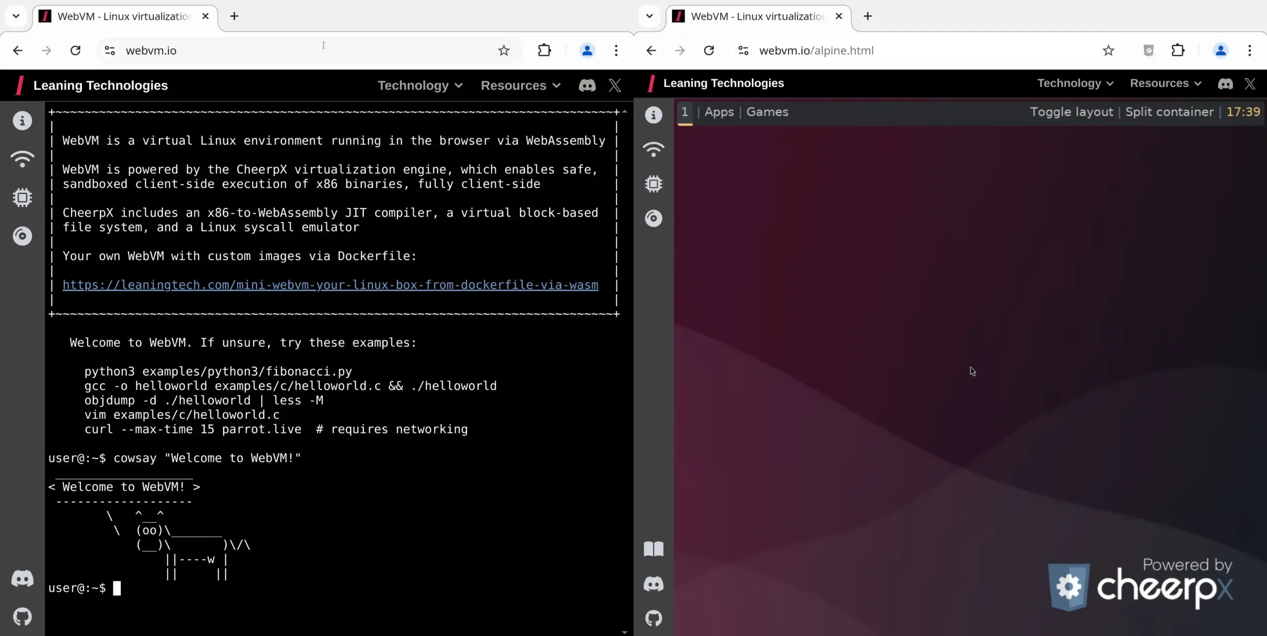 WebVM:ブラウザでLinux仮想マシンを実行