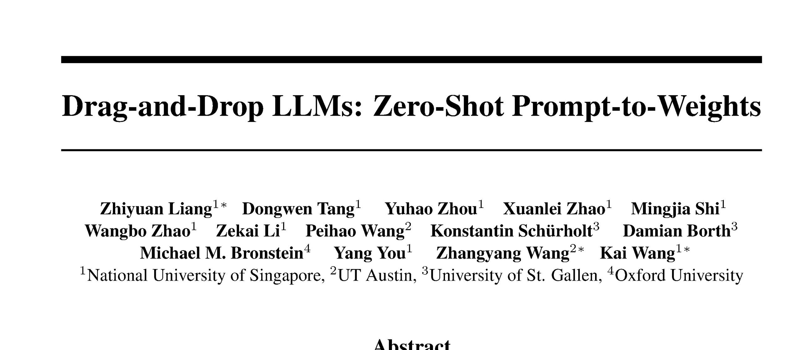 Drag-and-Drop LLMs实现零样本提示到权重的转换