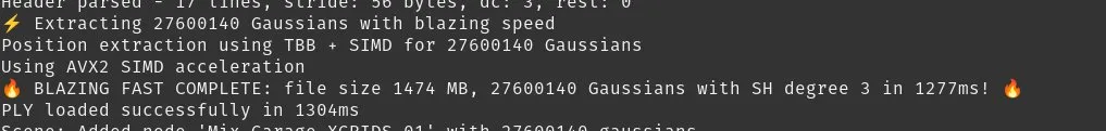 That's actually not too bad. 27.6m Gaussians parsed in ~1277ms !
