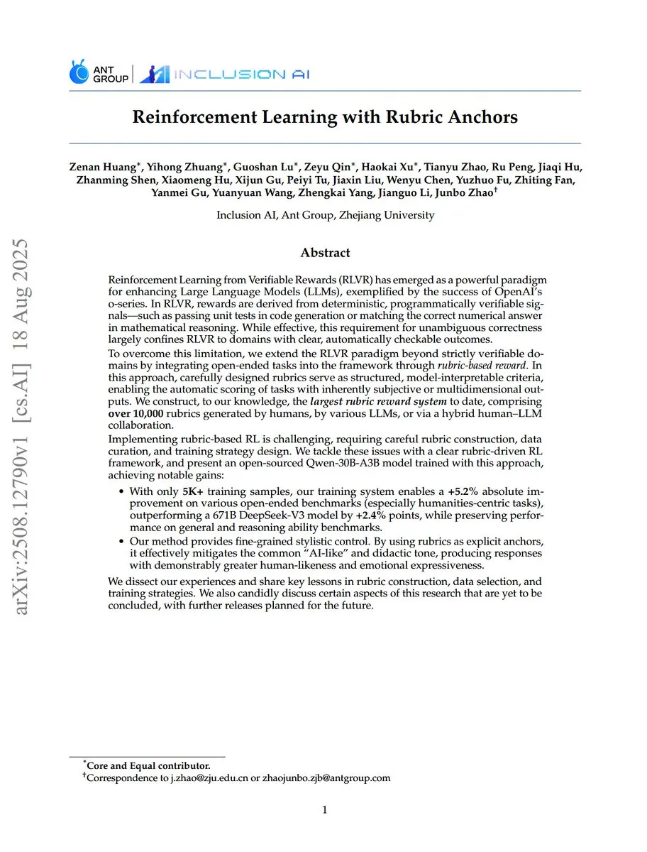 Reinforcement Learning with Rubric Anchors