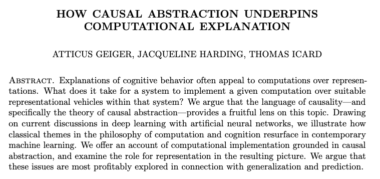 my good friend Atticus Geiger has written an interesting new paper on causal abstraction <=> philosophy of computation! since he has...