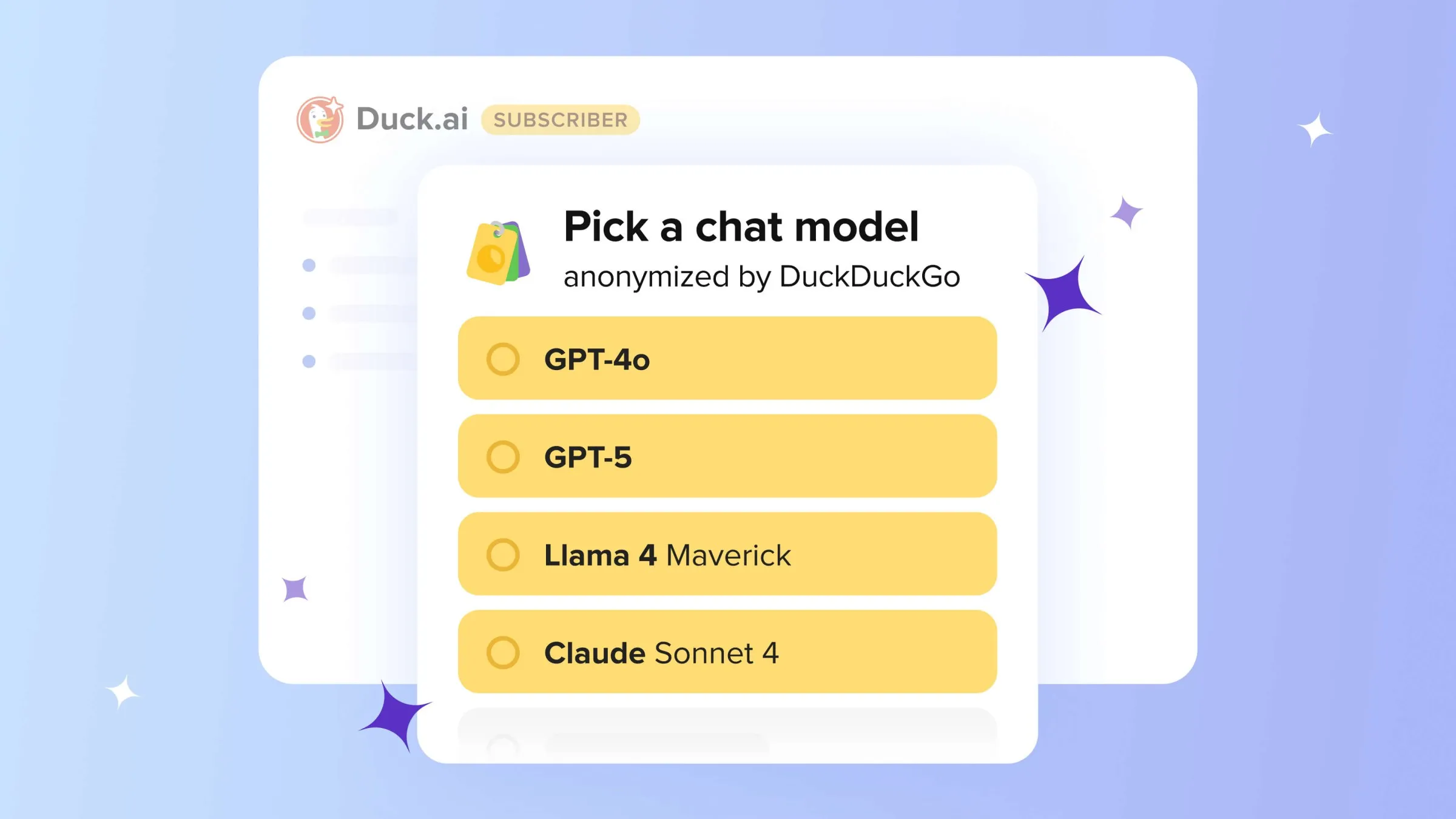 DuckDuckGo’s subscription now includes access to GPT-5 and GPT-4o.