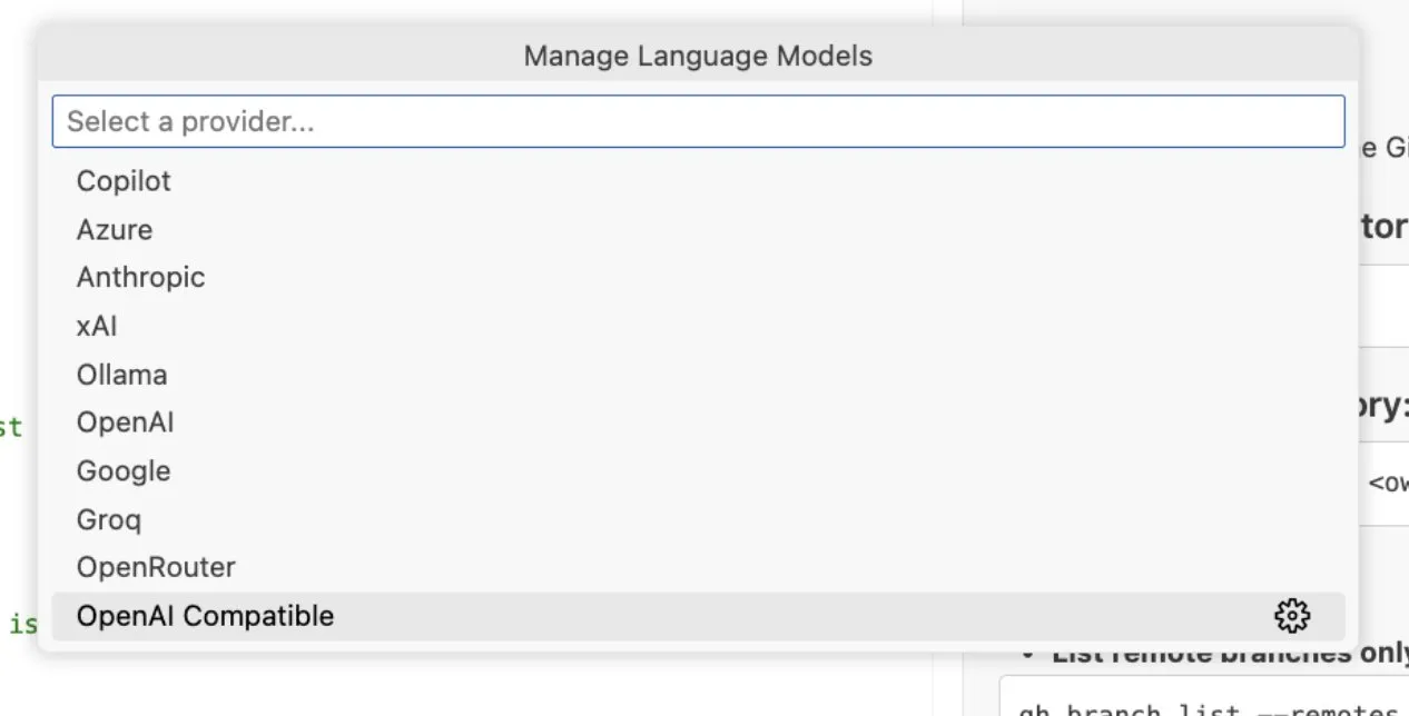 VS Code adds support for custom OAI-compatible endpoints