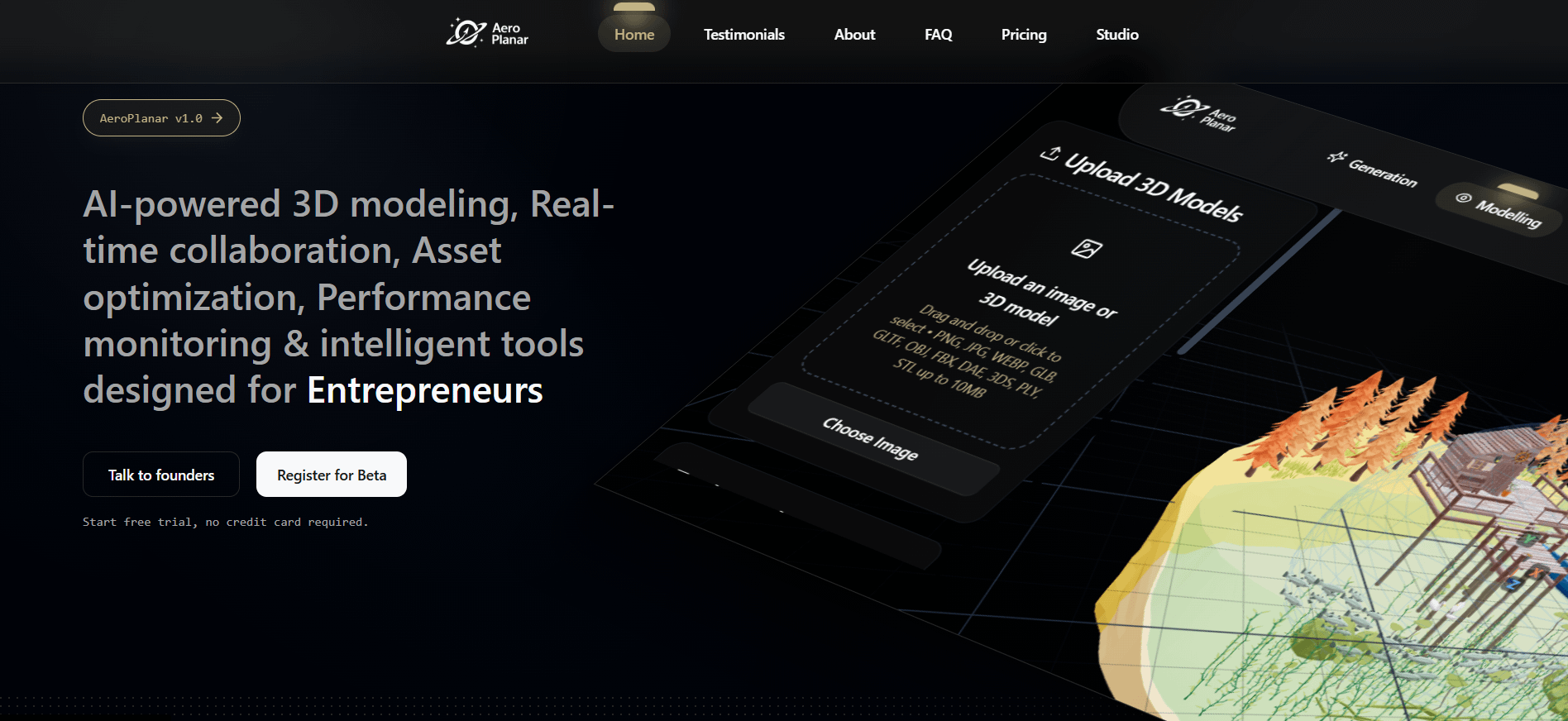 Aeroplanar 3D-Powered AI Web Editor