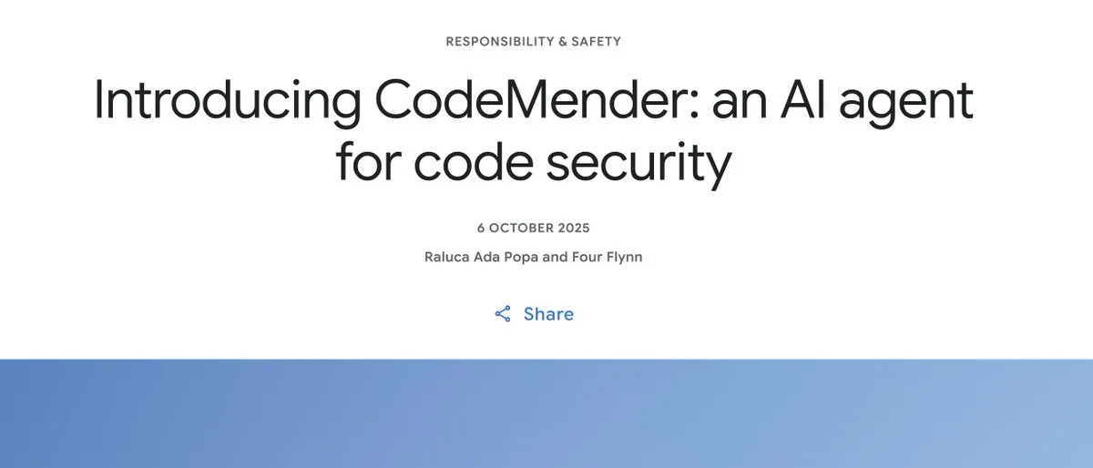 Google DeepMind推出CodeMender,AI自动修复软件漏洞
