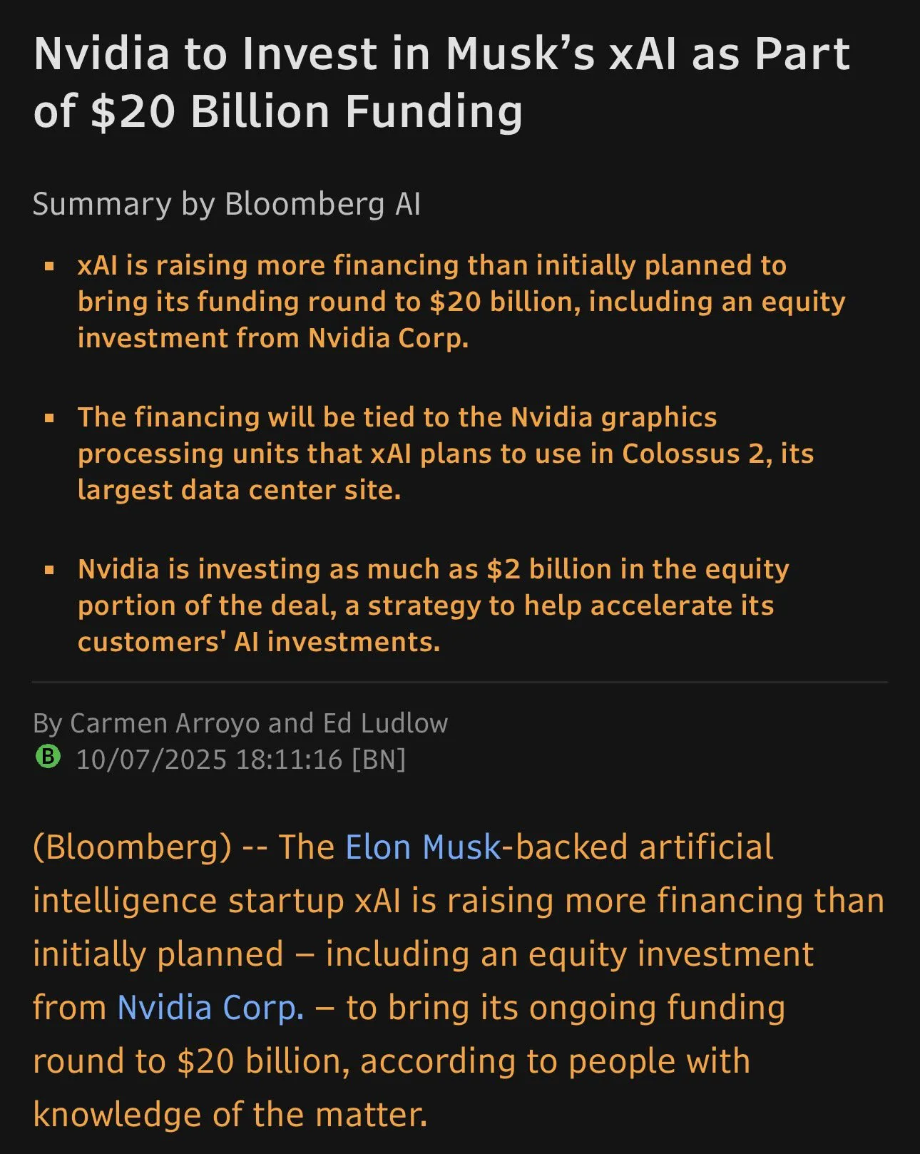 xAI Secures $20 Billion in Funding, NVIDIA Invests $2 Billion