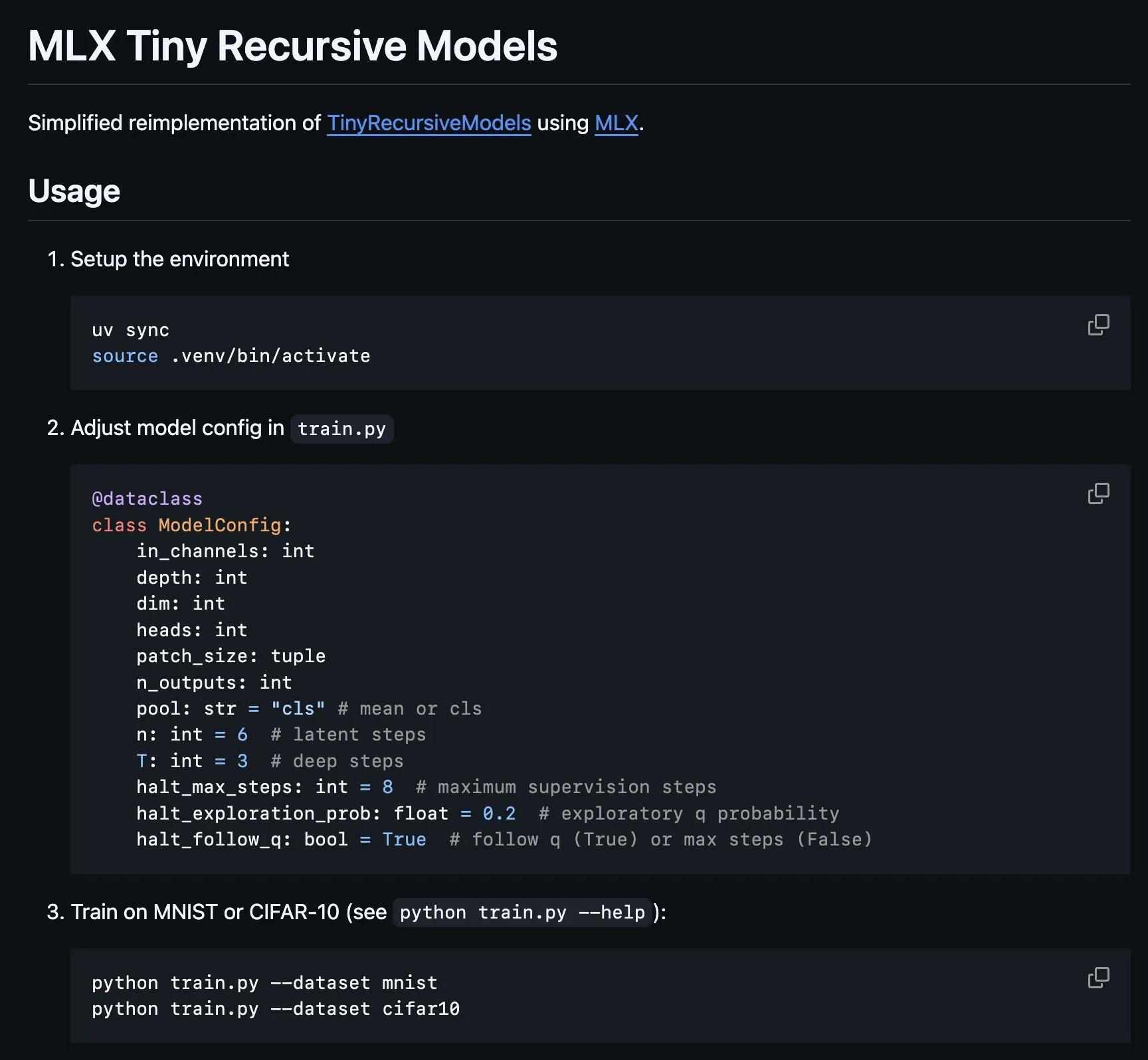 Implementación de Tiny Recursive Model (TRM) en MLX