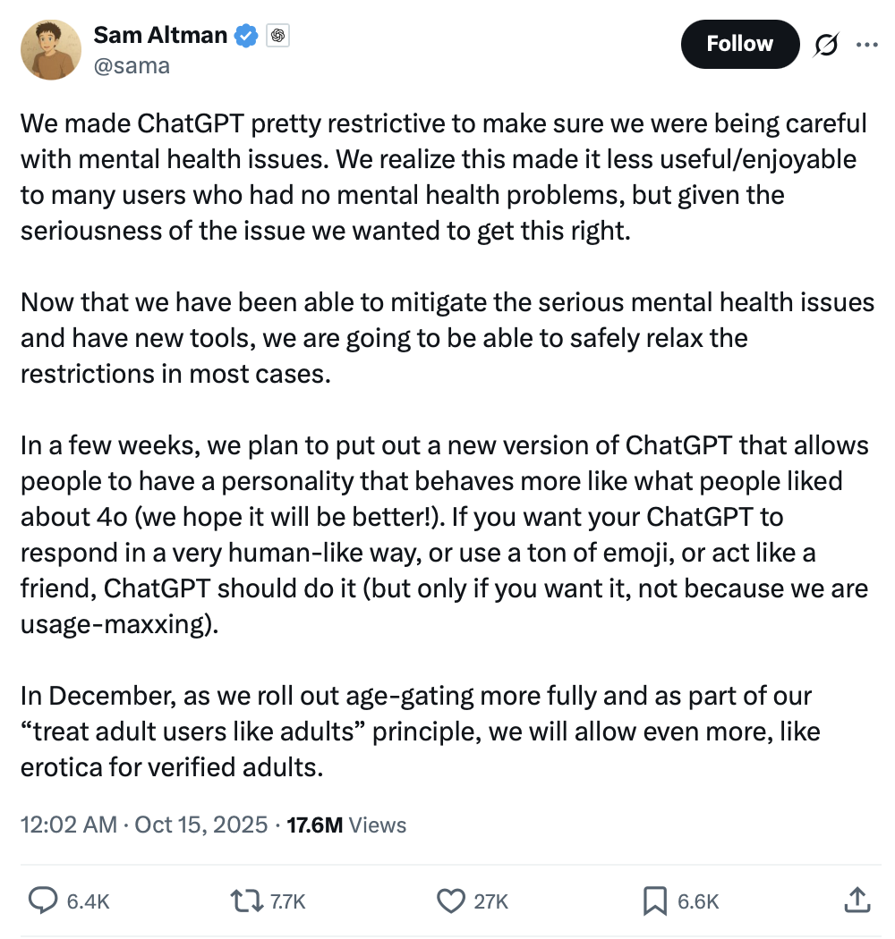 ChatGPT to open adult content, sparking ethical and market debate