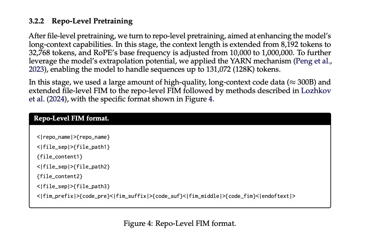 上下文长度扩展与Repo级训练